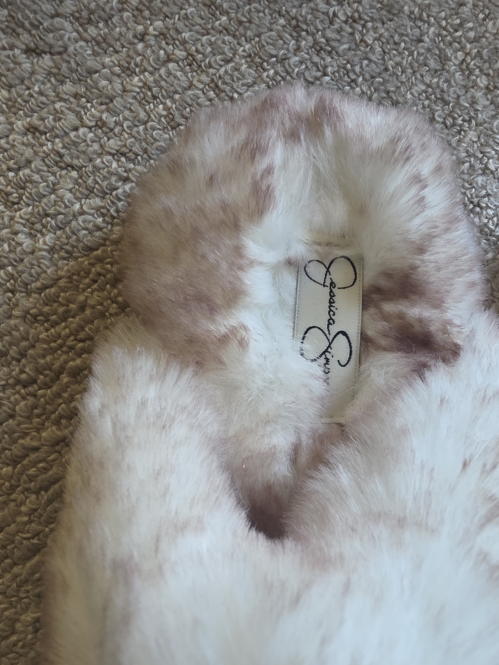 Jessica Simpson Pink and Cream Faux Fur Slippers - Picture 2 of 3